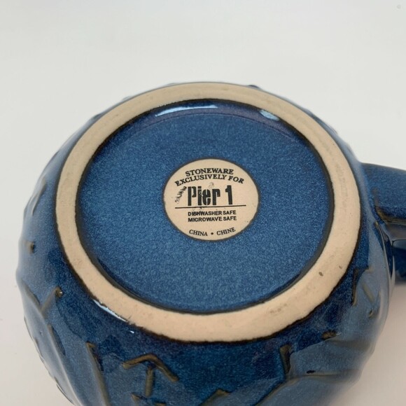 Pier 1 Pier One Coffee Cup Mug Blue Stoneware Dishwasher Microwave Safe MINT! - Picture 8 of 8